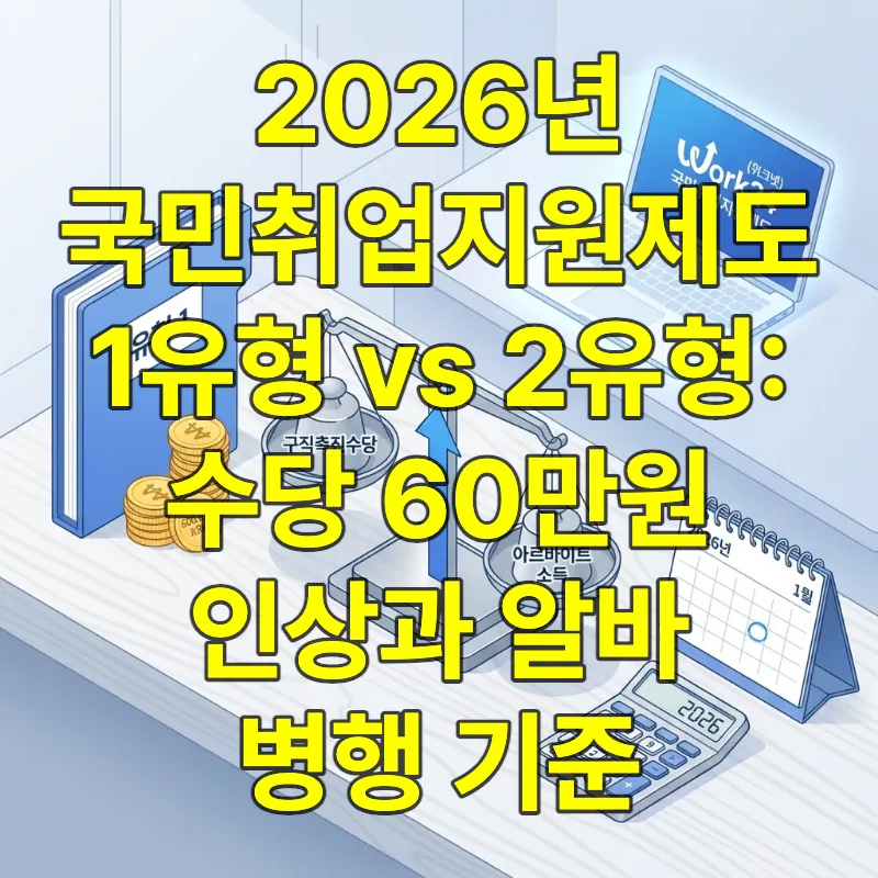 2026년 국민취업지원제도 1유형 구직촉진수당 60만 원 인상과 알바 소득 감액 기준을 비교