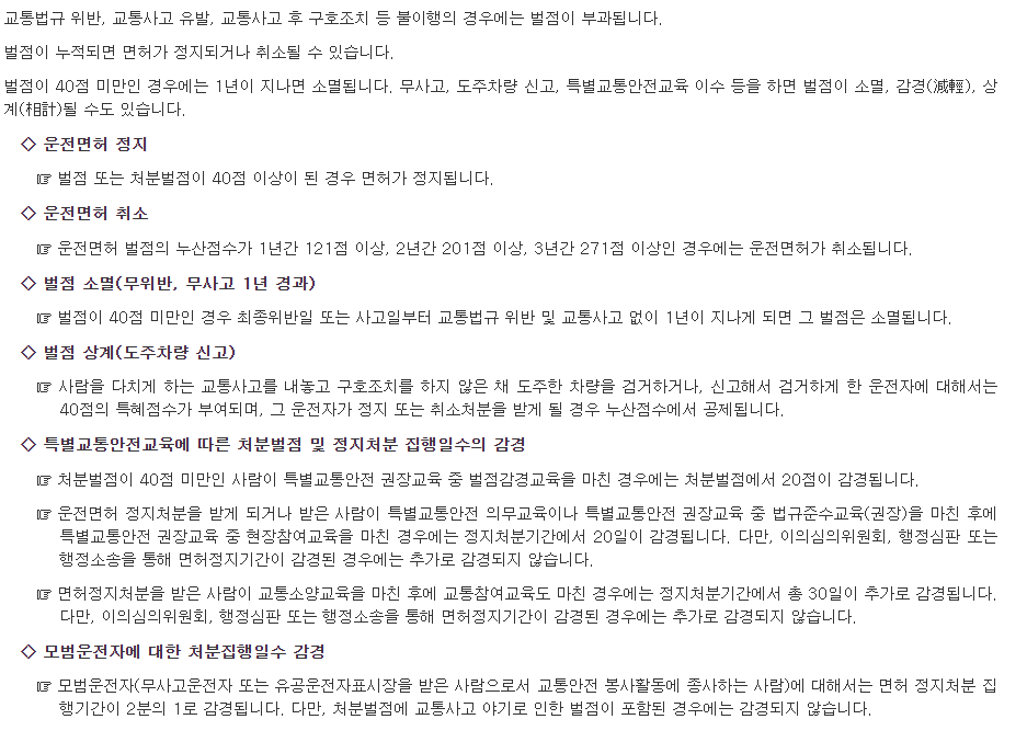 우회전단속위반 벌금 범칙금 벌점 15점 40점 운전면허정지 누적벌점