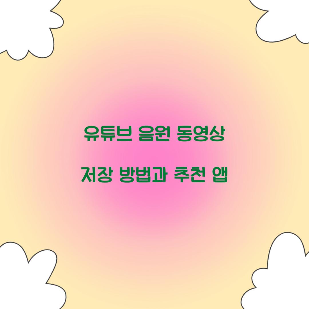 유튜브 음원 동영상 저장
