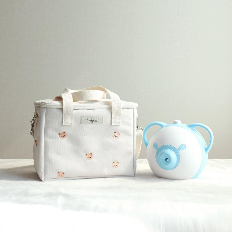 베이지메모리즈 아기 기저귀가방 멀티자수 이유식 보냉백 노시부가방 파우치 블랙