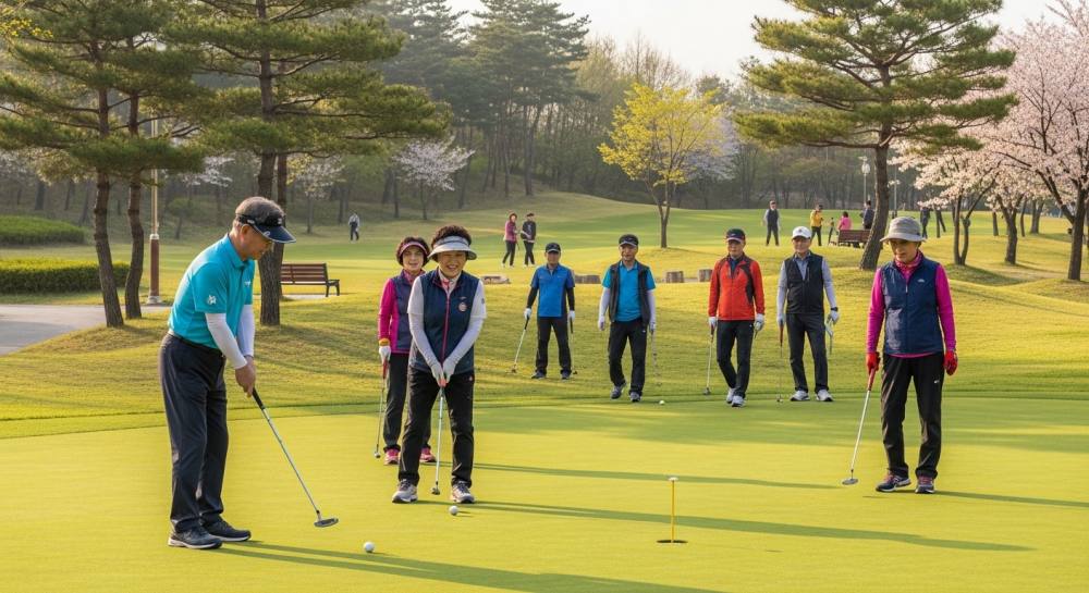 파크골프 즐기는 중장년층 사진