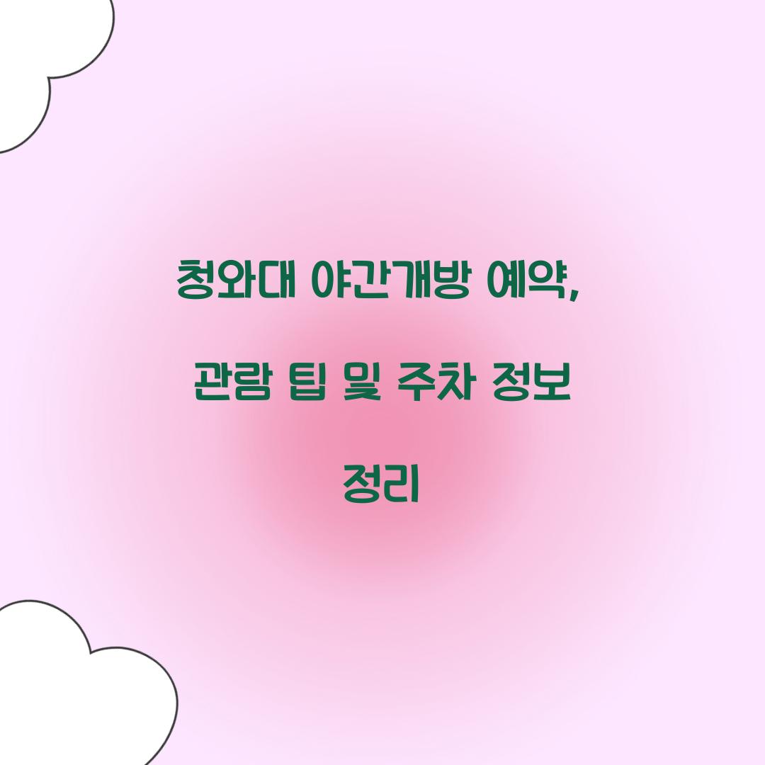 청와대 야간개방 예약