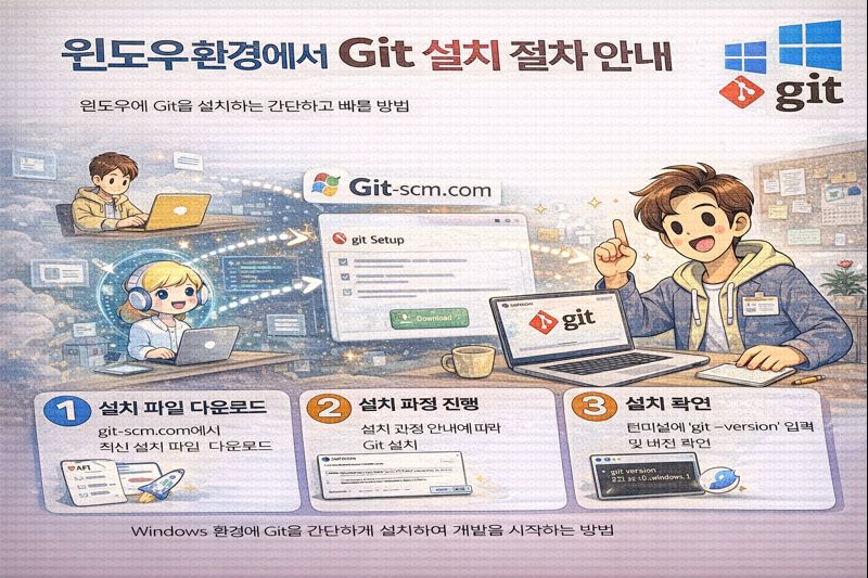 윈도우 환경에서 Git 설치 절차 안내 관련 이미지