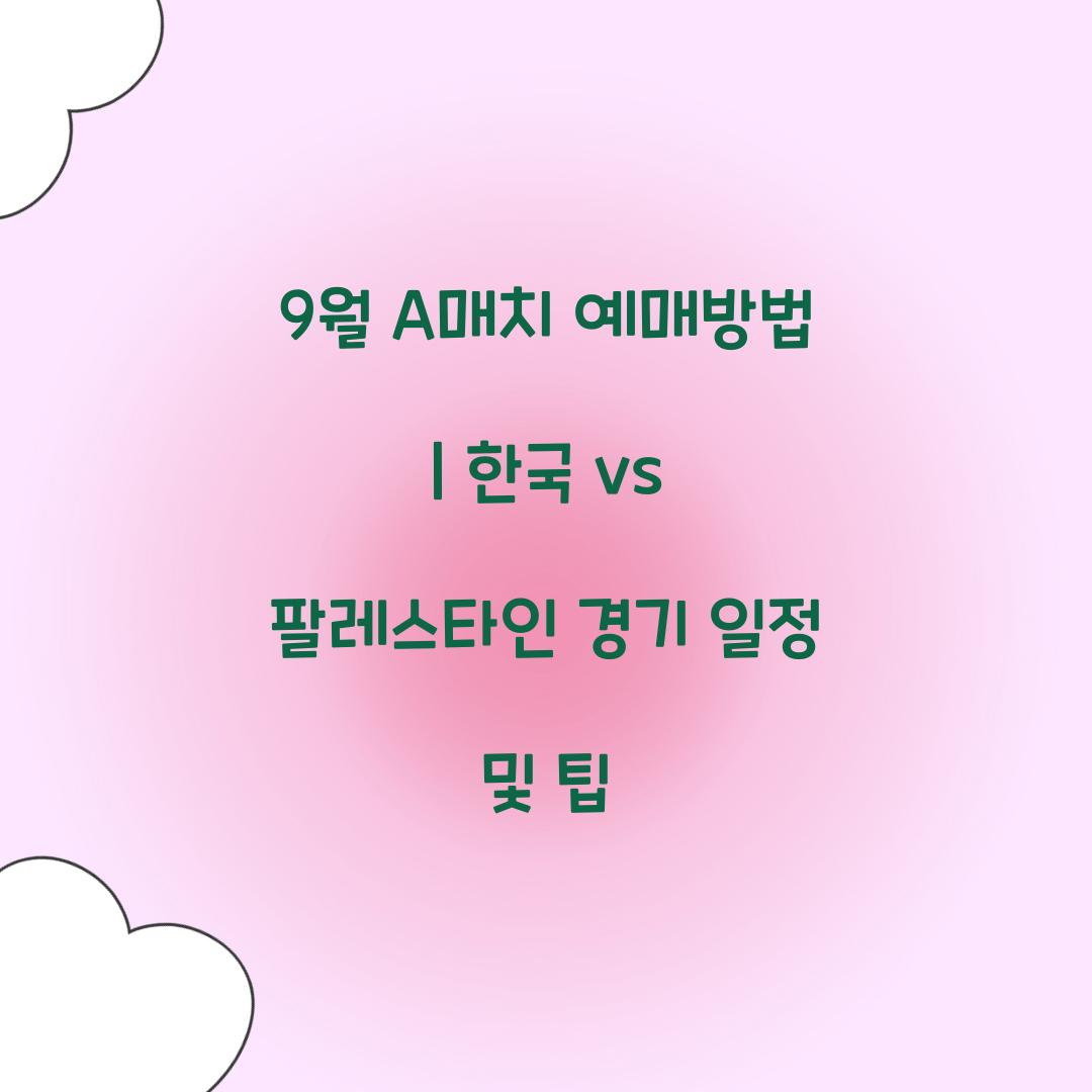9월 a매치 예매방법
