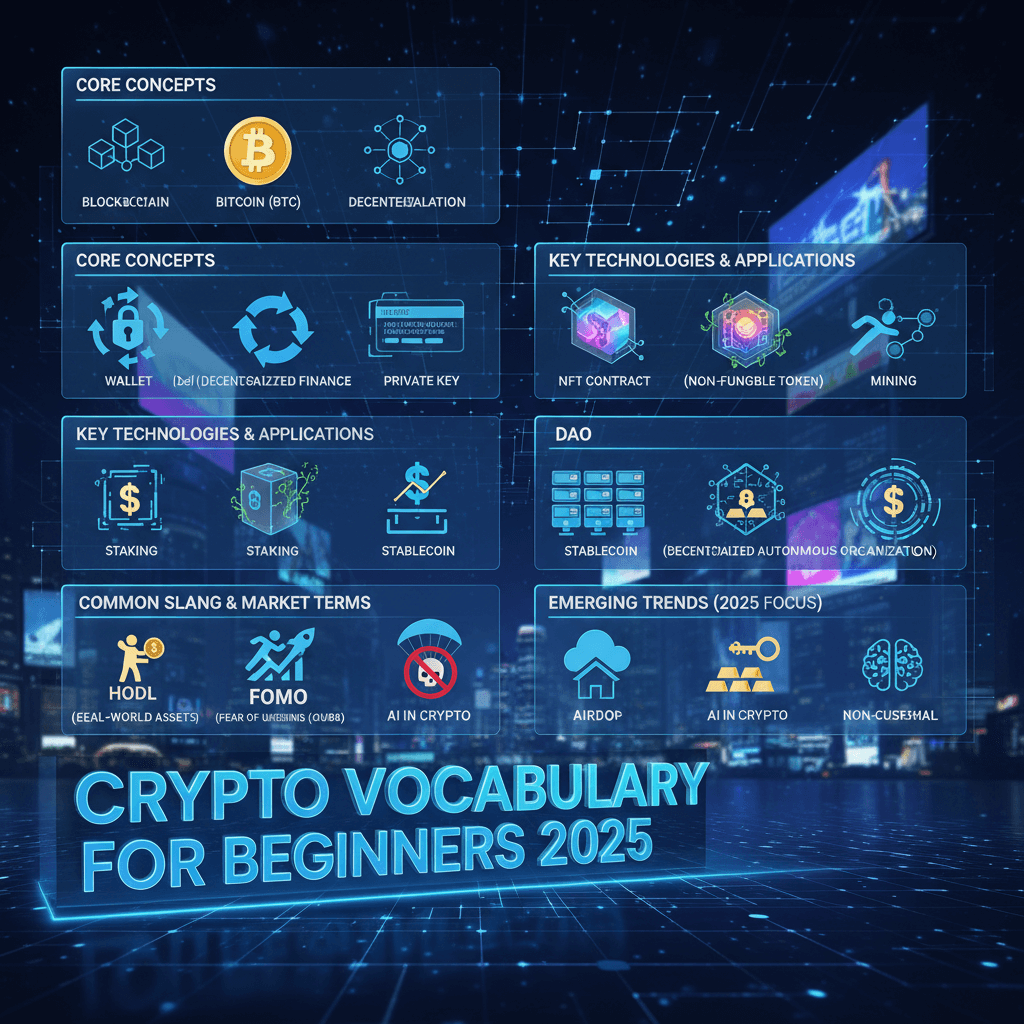 초보자를 위한 암호화폐 용어 사전 인포그래픽