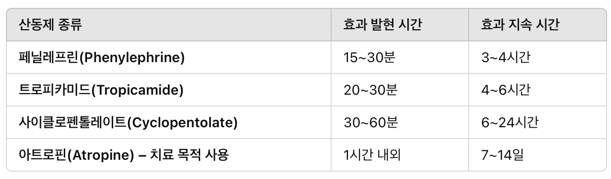 산동제 효과 지속 시간