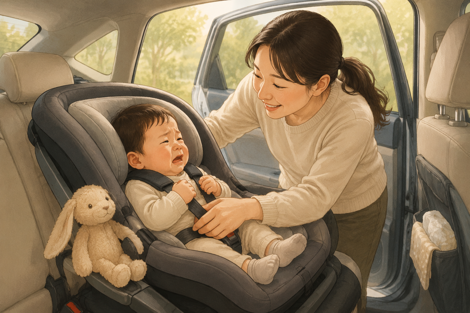 아기 카시트 거부에 안전하게 적응시키기