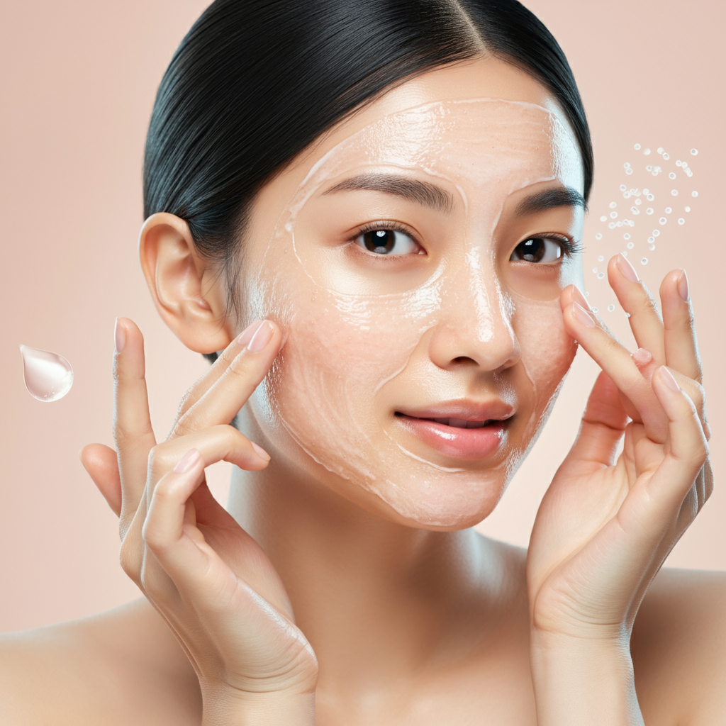 필링 젤을 사용하는 여성의 클로즈업 사진