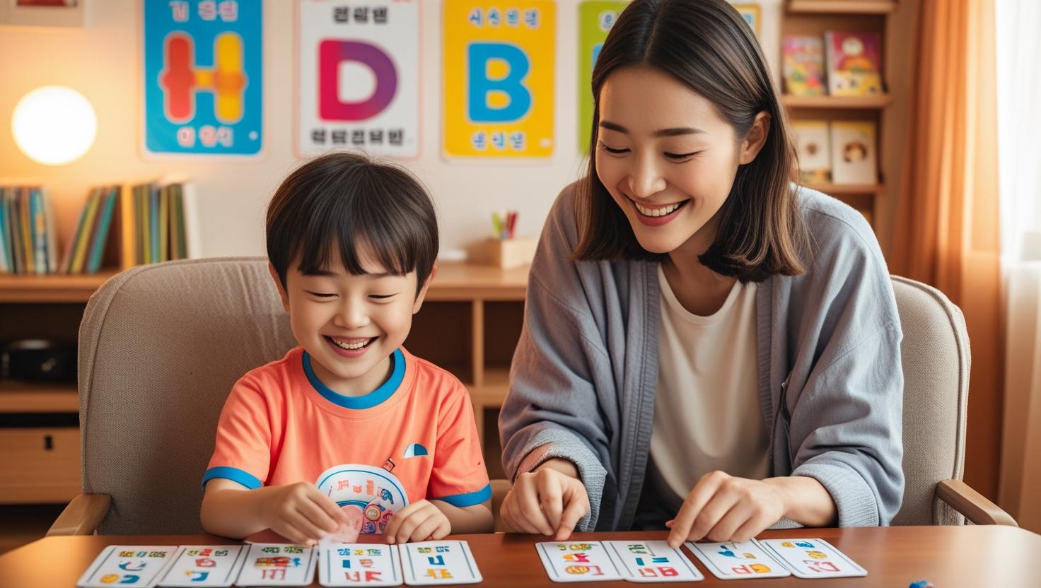아이랑 엄마가 즐겁게 영어 공부 하는 사진