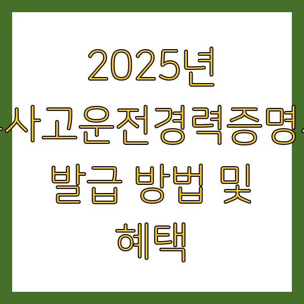 2025년 무사고운전경력증명서 발급 방법 및 혜택