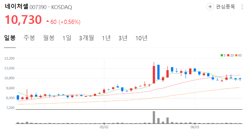 네이처셀-주가-일봉
