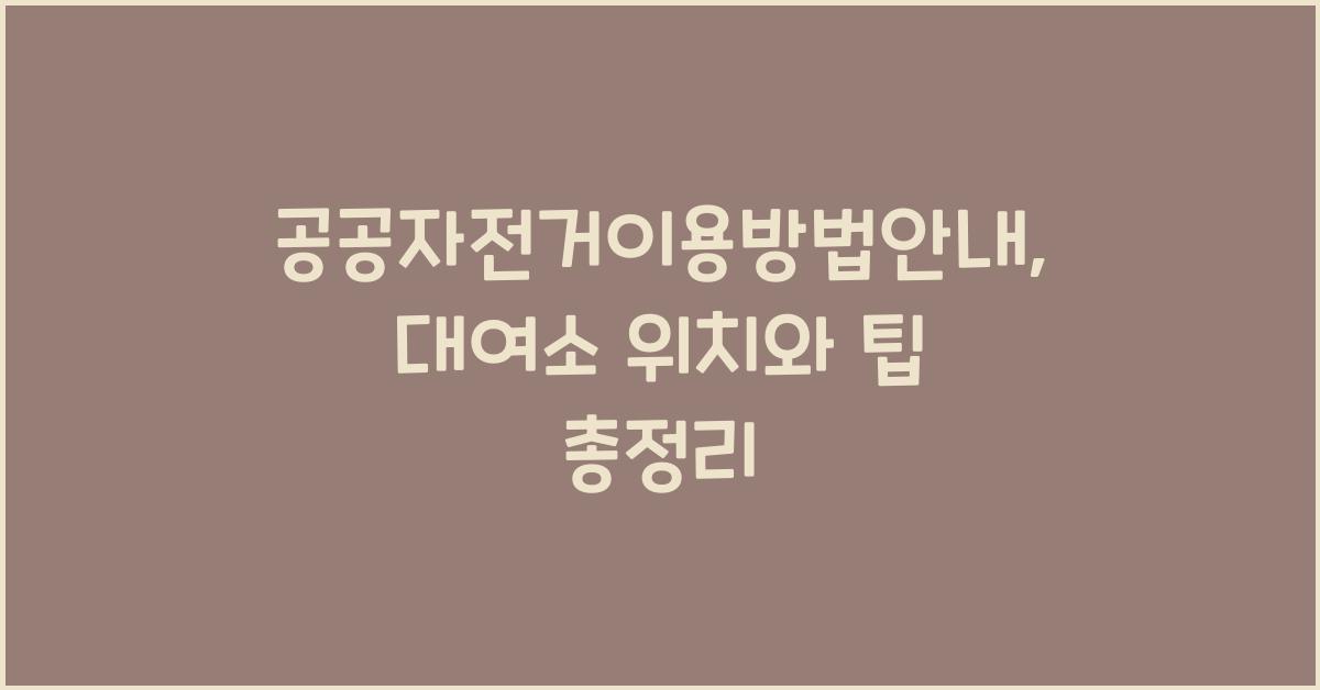 공공자전거이용방법안내