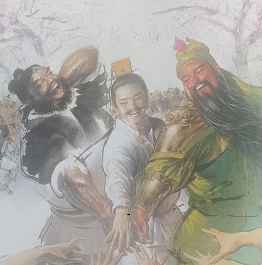 유비, 관우, 장비 도원결의 하는 모습