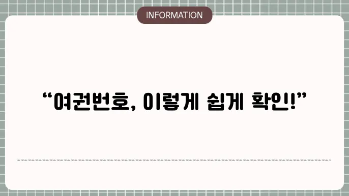 여권번호 조회 방법 확인하기