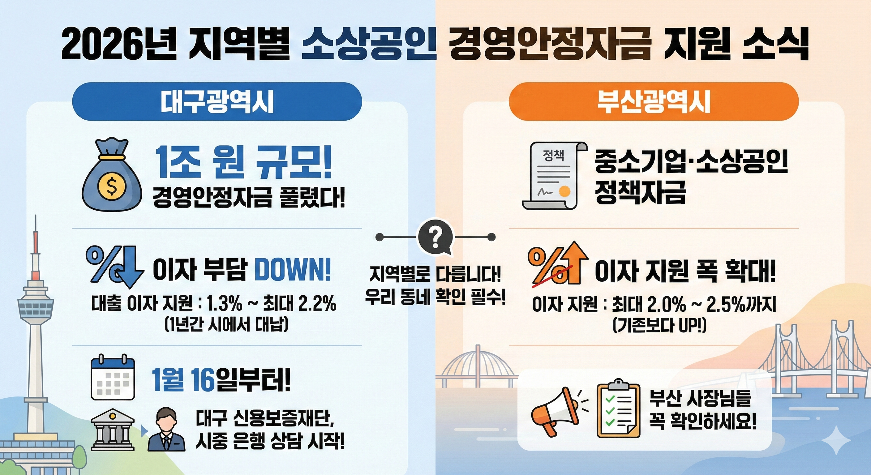 2026 지역별 소상공인 경영안정자금 지원소식