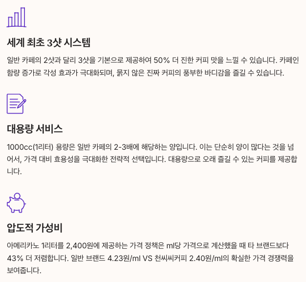 천씨씨커피만의 특별한 차별화 포인트 정리 이미지