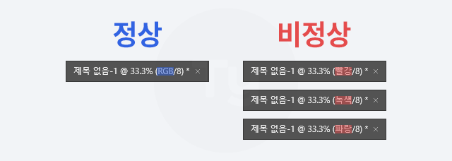 흑백으로 바뀐 색상 돌려놓기