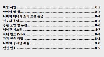 카니발 사용설명서 - 차량정보