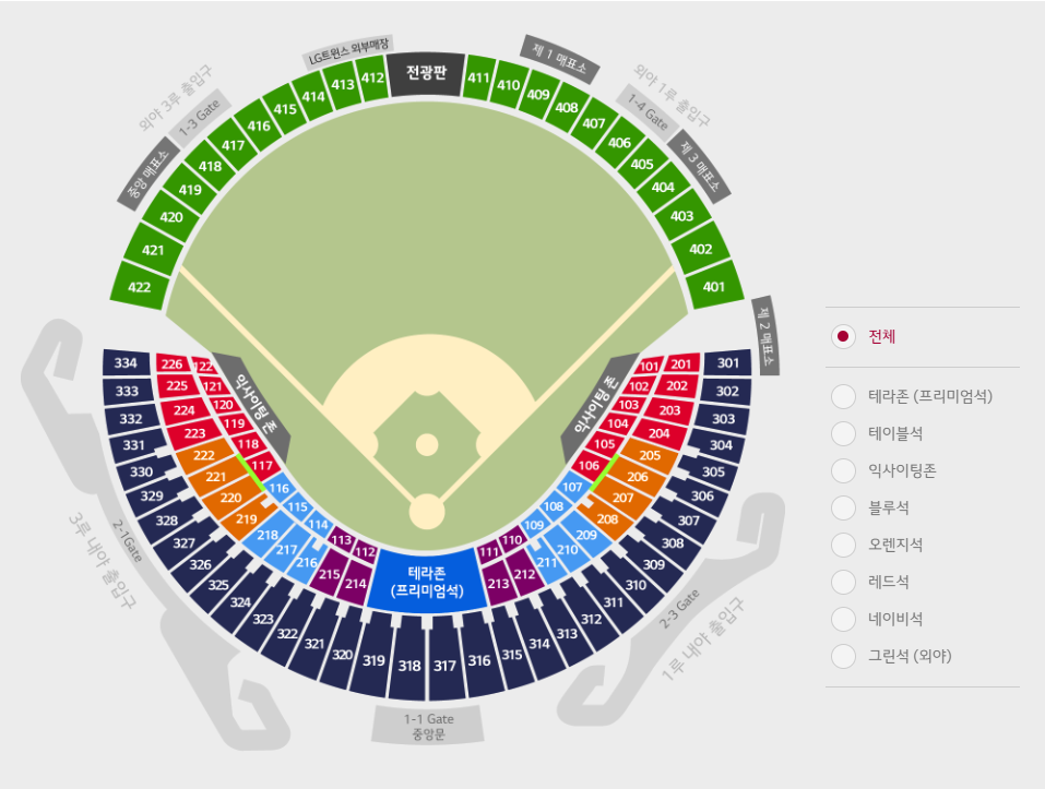 엘지 트윈스 홈구장 좌석배치도