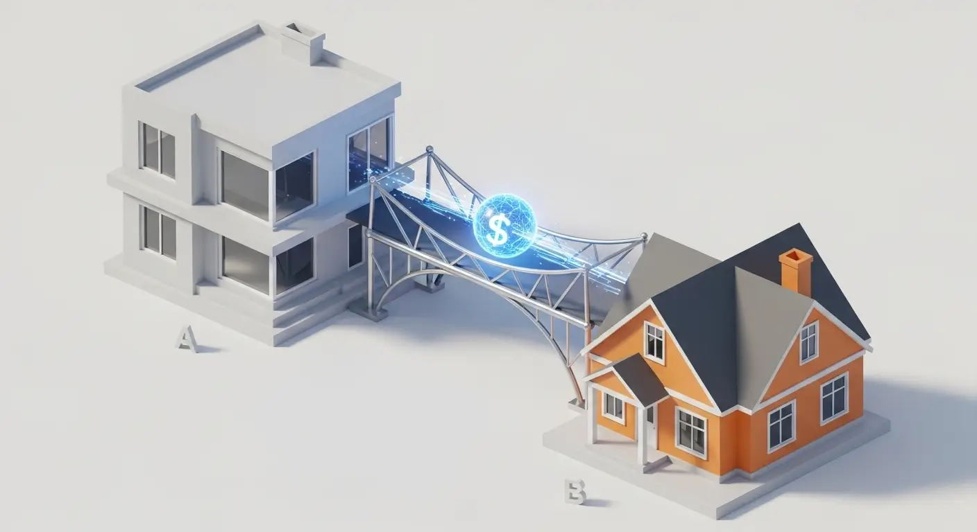 전세대출을 새 집으로 안전하게 옮기는 목적물 변경 과정을 시각화한 이미지