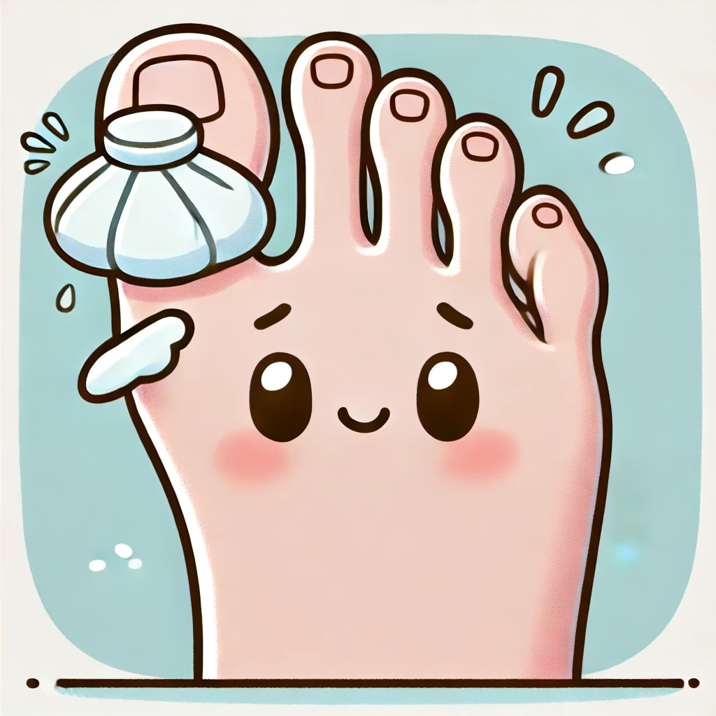 엄지 발가락이 아픈 표정을 짓고 있는 일러스트