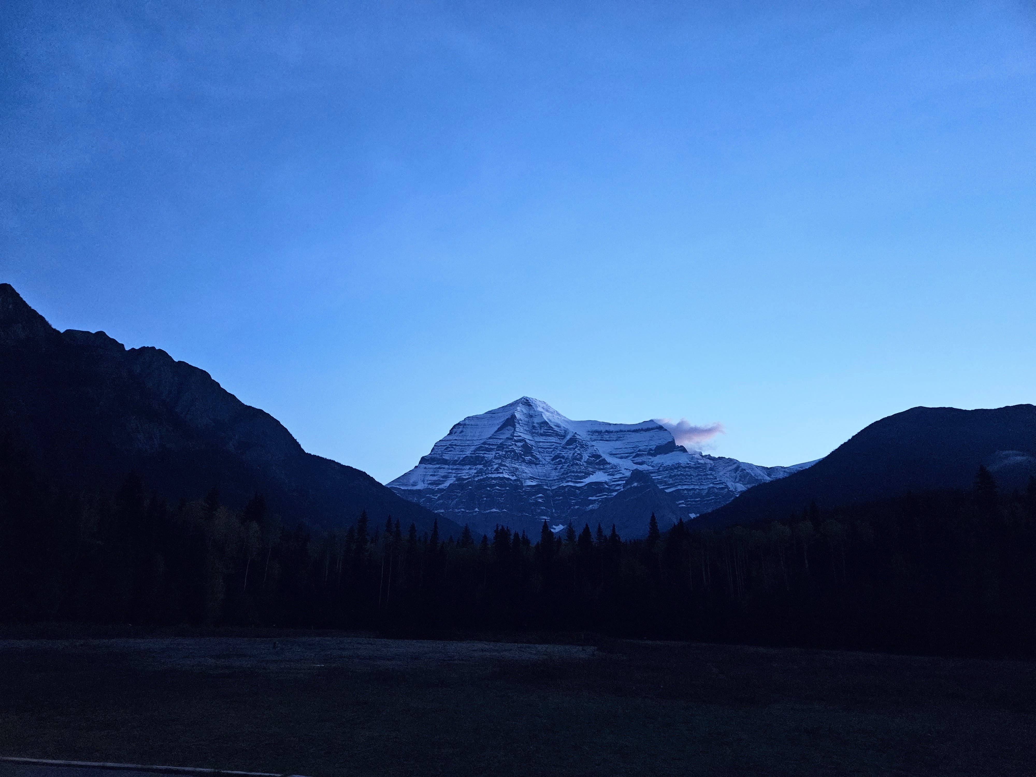 만년설이 쌓여있는 롭슨산. 봉우리까지 선명하게 볼 수 있어 운이 좋았다