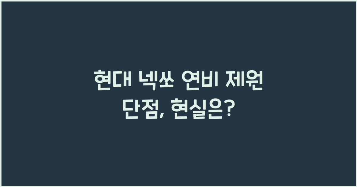 현대 넥쏘 연비 제원 단점