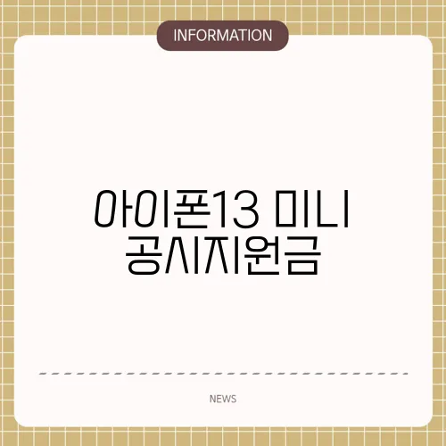 아이폰13 미니 공시지원금
