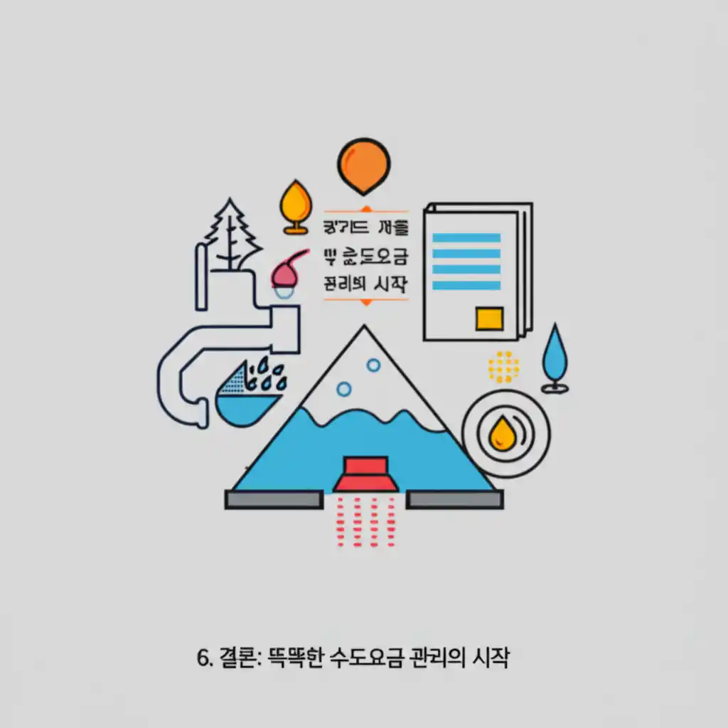 경기도 서울 상하 수도요금 고지서를 분석하며 똑똑한 관리를 시작하는 이미지.