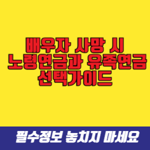 배우자 사망 시 노령연금과 유족연금 선택가이드