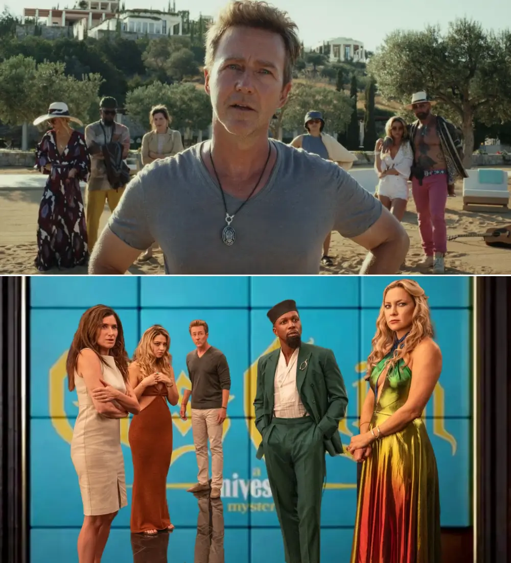 영화 나이브스아웃 : 글래스 어니언에서 마일즈와 그의 친구들