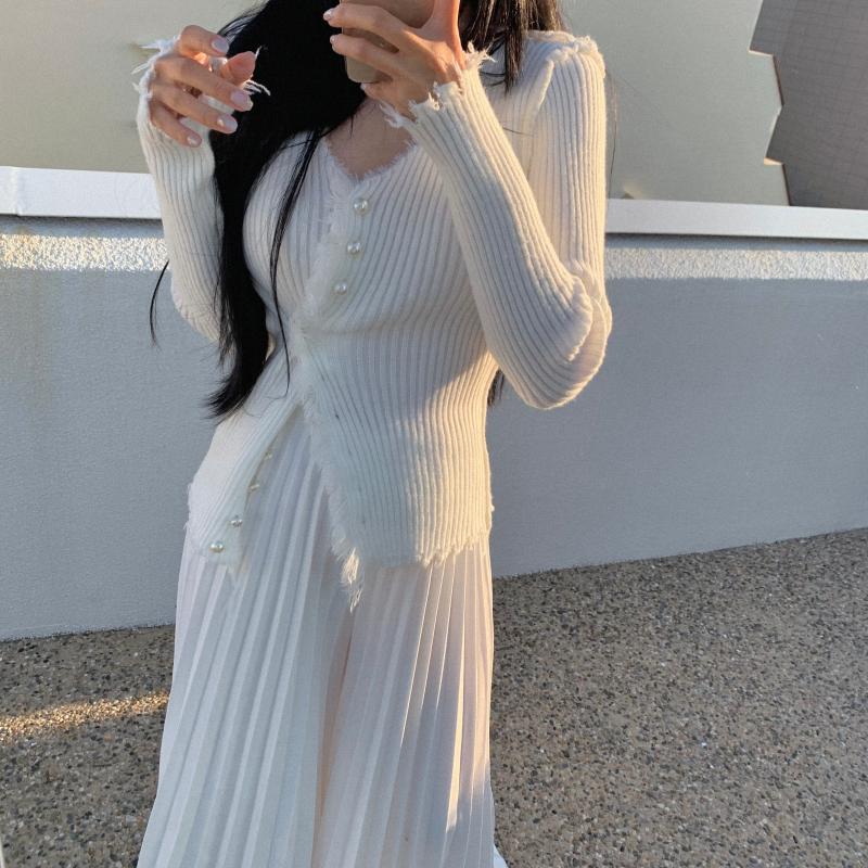 퓨어 골지 랩 가디건 투웨이