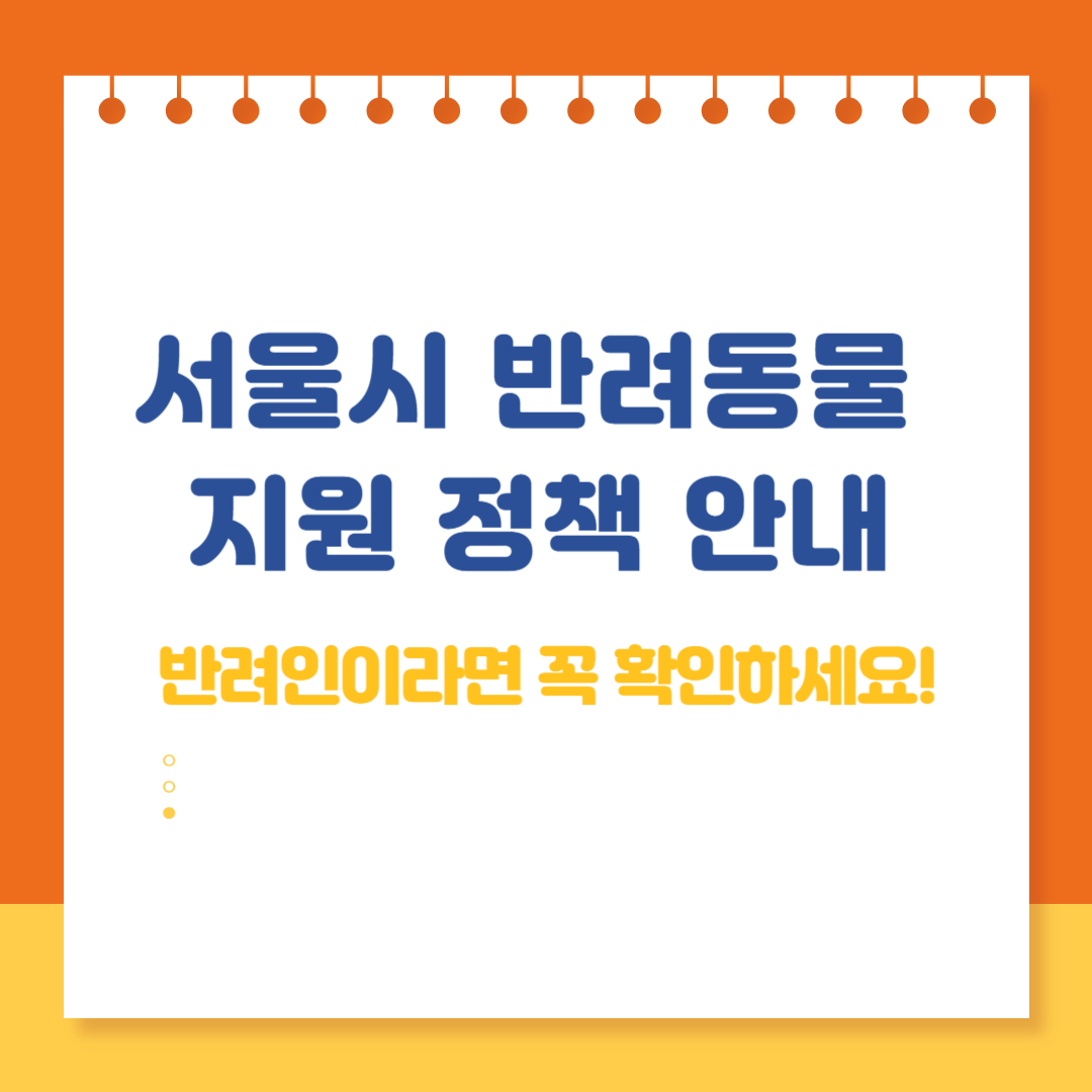 서울시 반려동물 지원 정책 안내｜반려인이라면 꼭 확인하세요!