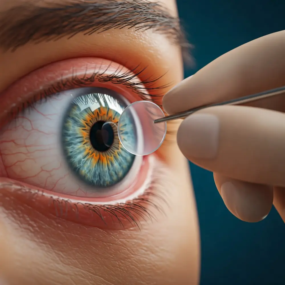 렌즈삽입하는 장면