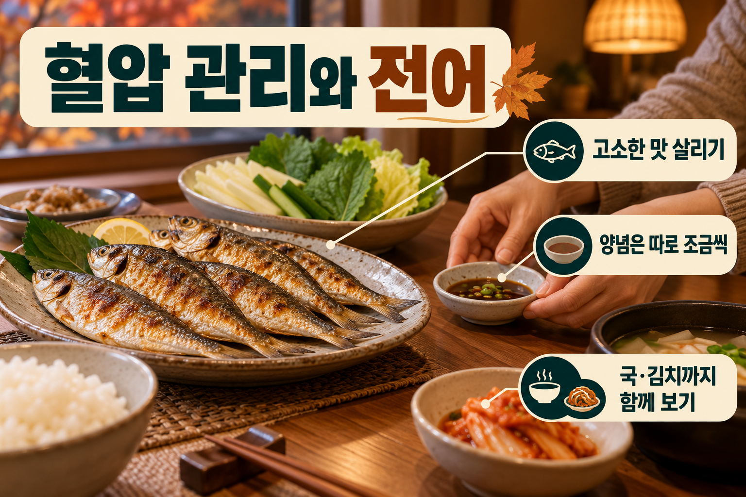 전어 &middot; 고소한 맛을 살리면 짠 양념을 덜 쓸 수 있어요 실사 인포그래픽