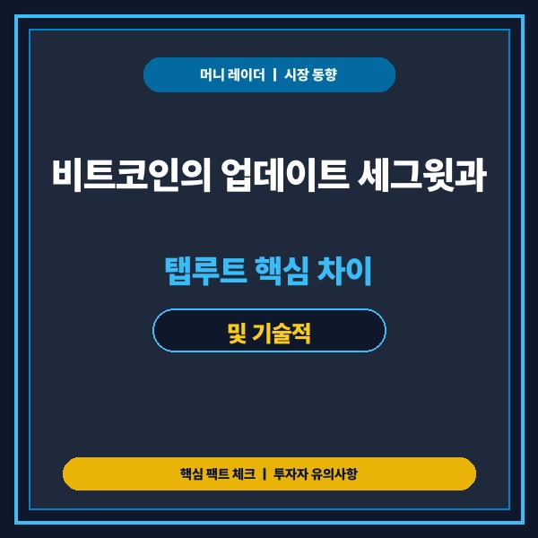 비트코인의 업데이트 세그윗과 탭루트 핵심 차이 및 기술적 의의 정리 -