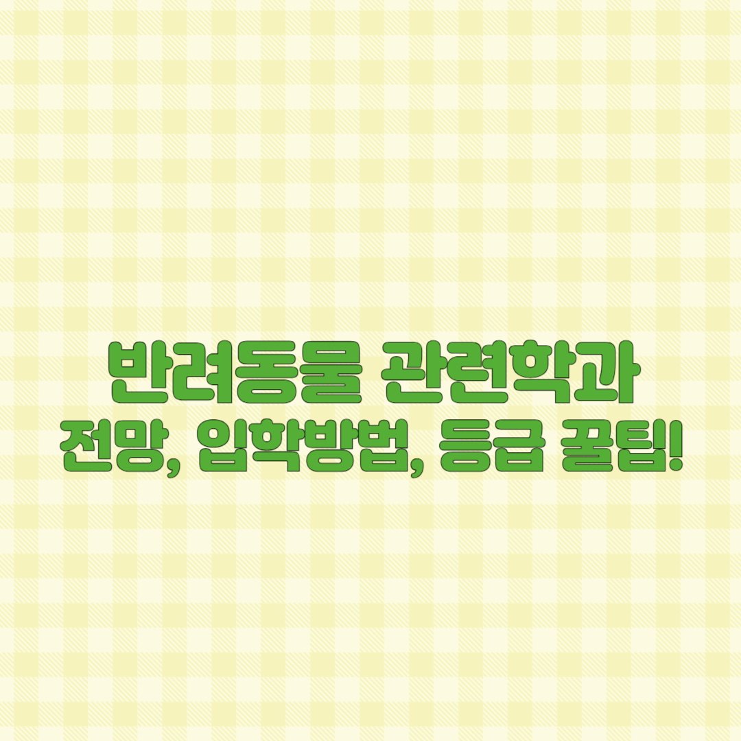전국 4년제 반려동물 관련 학과 총정리 &ndash; 전망, 입학 방법, 등급 꿀팁