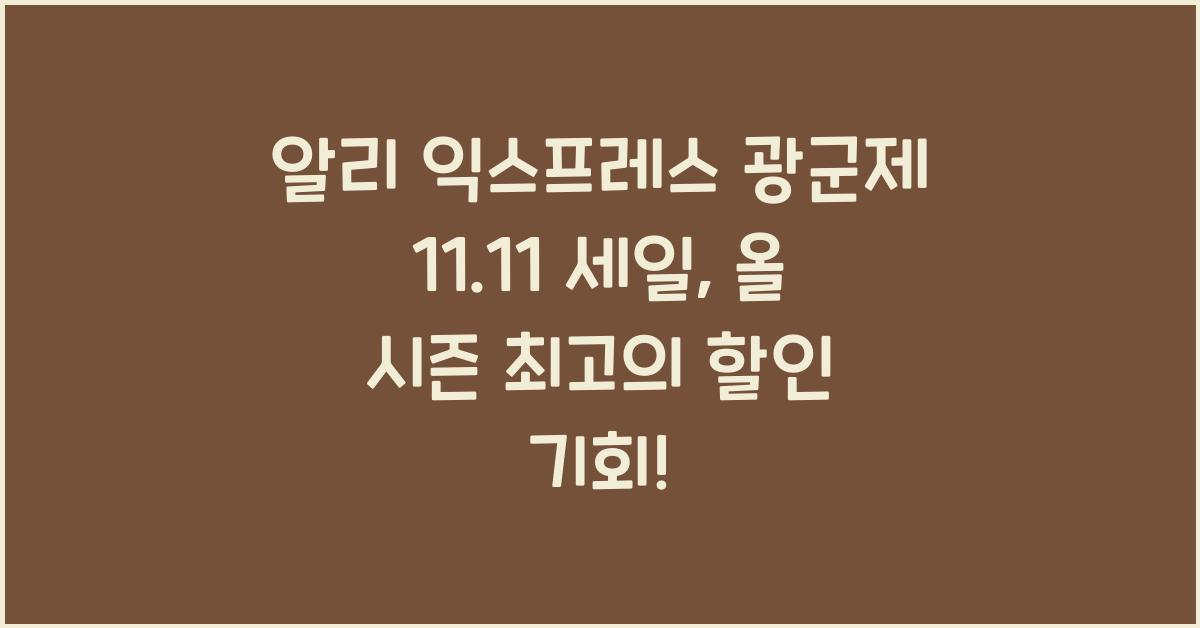 알리 익스프레스 광군제 11.11 세일