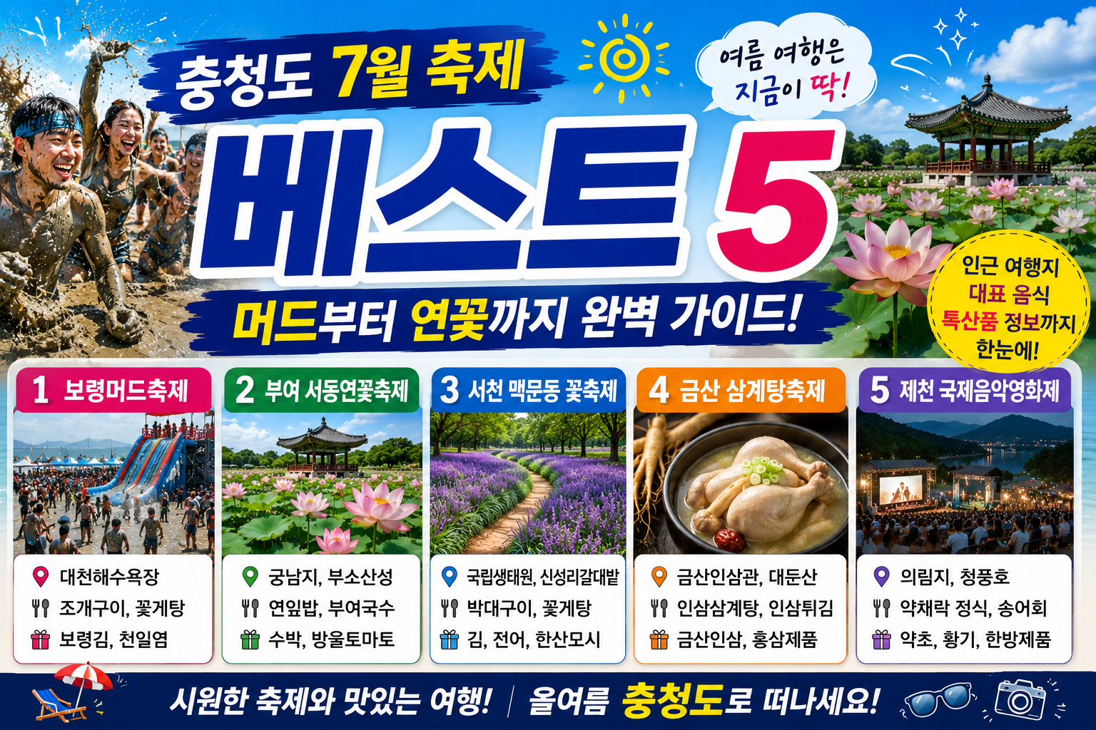 충청도 7월 축제 베스트 5 - 머드부터 연꽃까지 완벽 가이드
