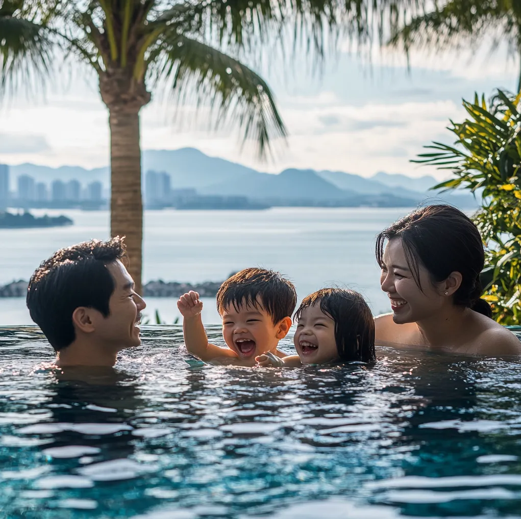 코타키나발루-수영장에서-수영하는-한국가족-10