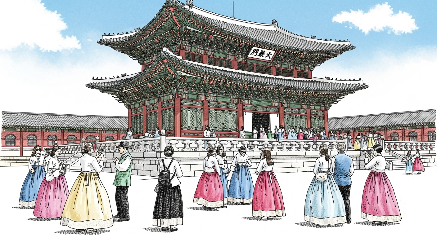 경복궁 근정전 한복 체험 외국인 왕궁