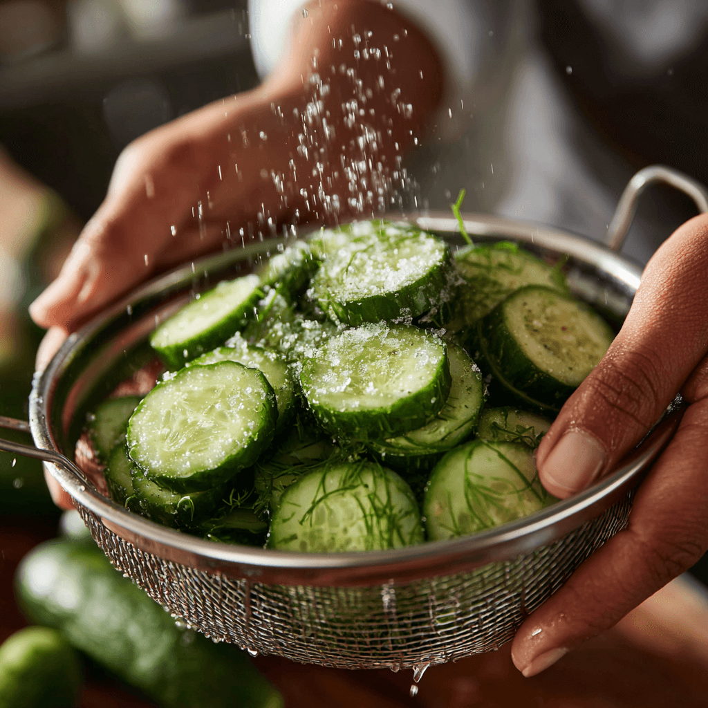 썰어놓은-오이를-세척하는-모습