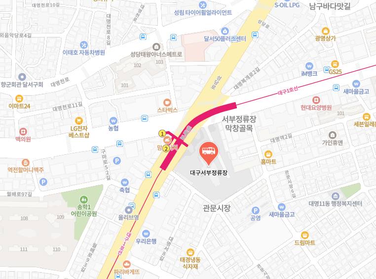 대구서부터미널 위치-지도