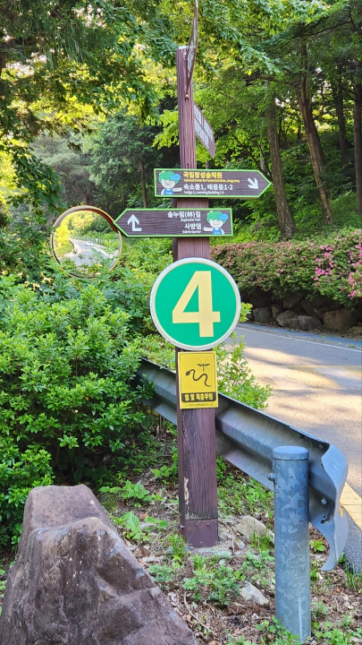 사방댐으로 가는 이정표와 데크길