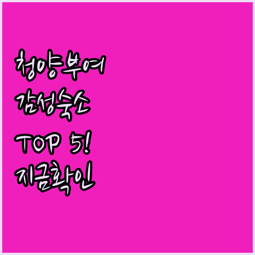 청양 부여 숙소 추천 TOP 5 위치..