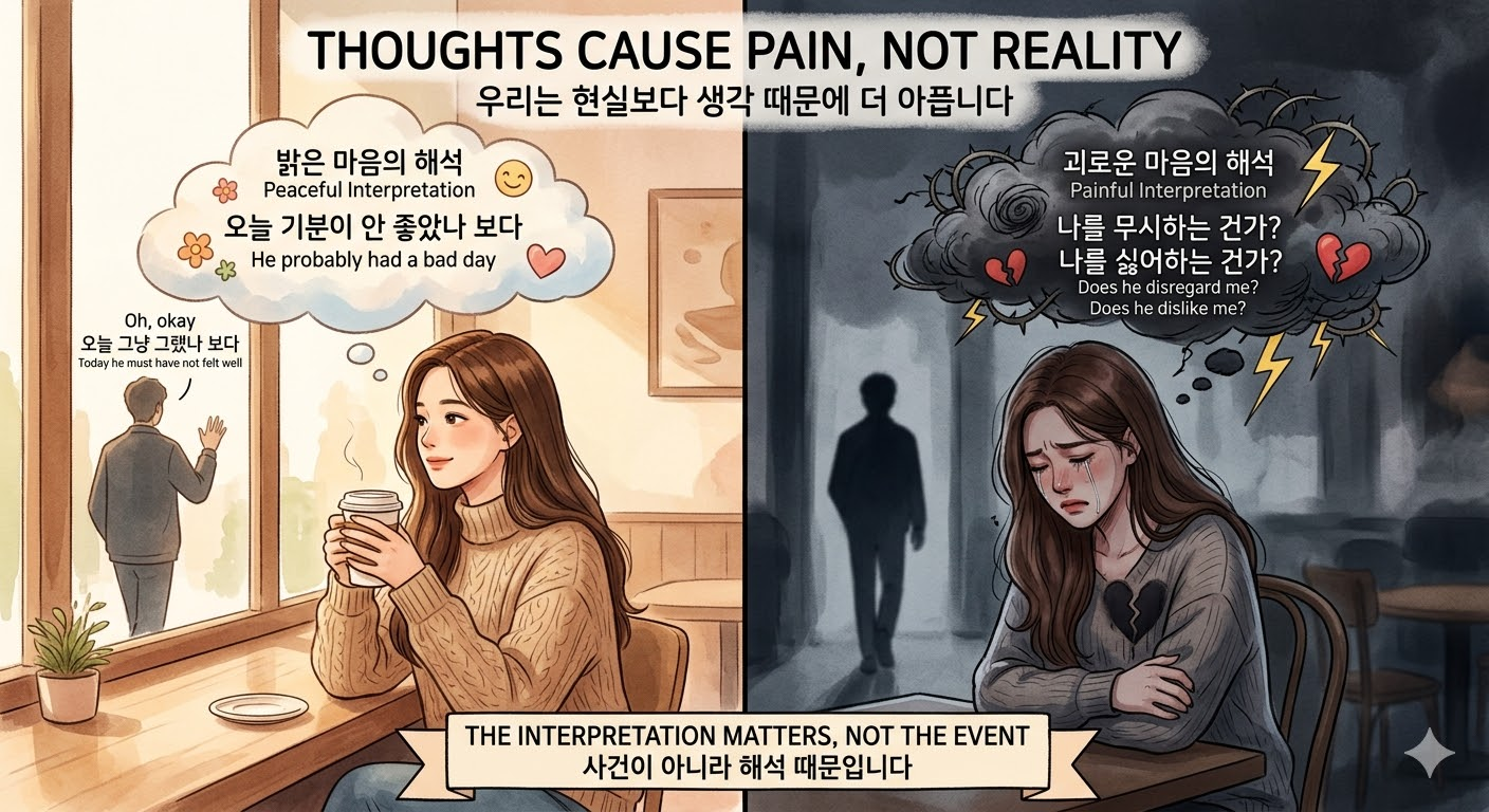 우리는 현실보다 생각 때문에 더 아픕니다