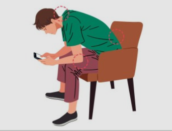 잘못된 자세로 사용하는 스마트폰