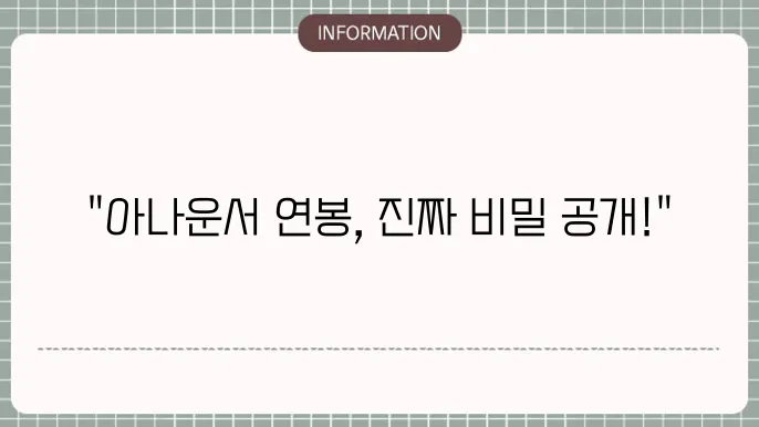아나운서 연봉 월급 자세하게 정리했어요!