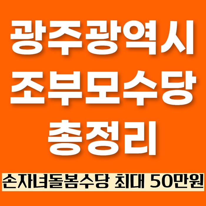 광주광역시 조부모 수당 50만원|신청조건·지원금 총정리