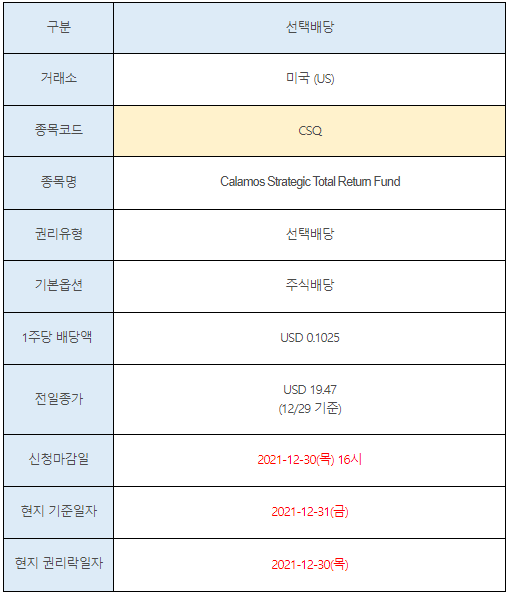 미국주식 선택배당 CSQ